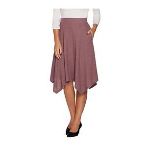 LOGO by Lori Goldstein Waffle Knit Skirt w/ Hem Detail Size M Mauve Heather